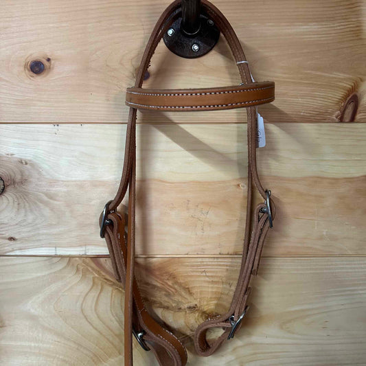 Amish Made Leather Browband Pony Headstall Light Brown