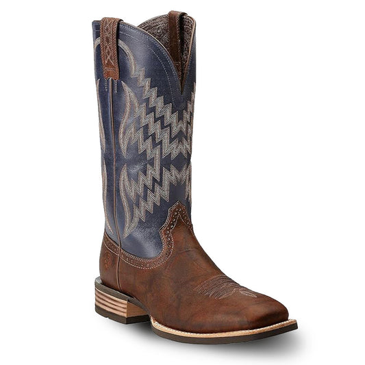 Ariat Mens Tycoon Western Wide Square Toe Cowboy Boot Distressed Bar Top Brown / Arizona Sky