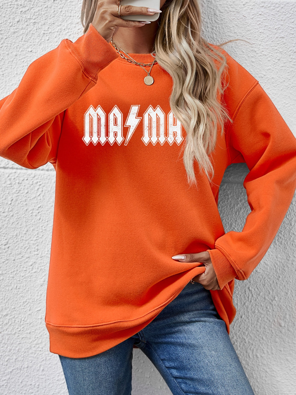 MAMA Graphic Dropped Shoulder Sweatshirt