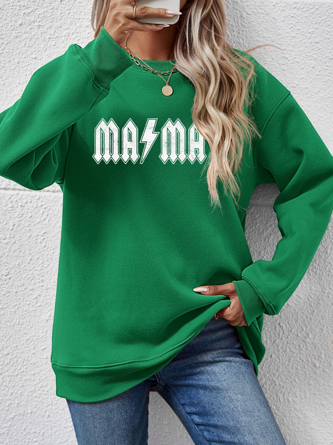 MAMA Graphic Dropped Shoulder Sweatshirt