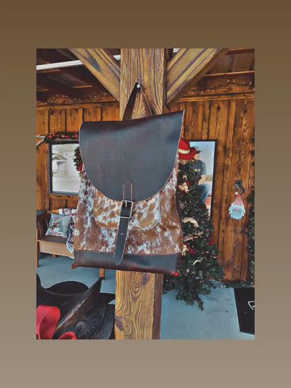 Amish Crafted “Road Runner” BACK PACK All Leather & Cowhide Large