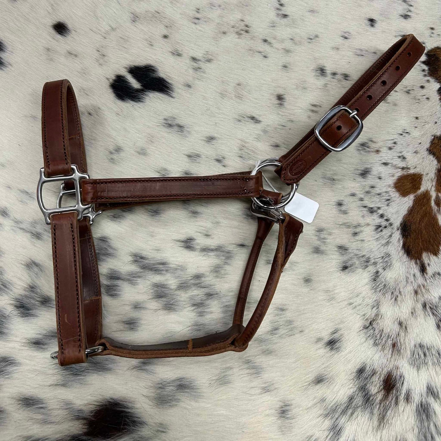 Schwartz Amish Made Brown Leather Yearling Halter w/ Stainless Snap & Hardware