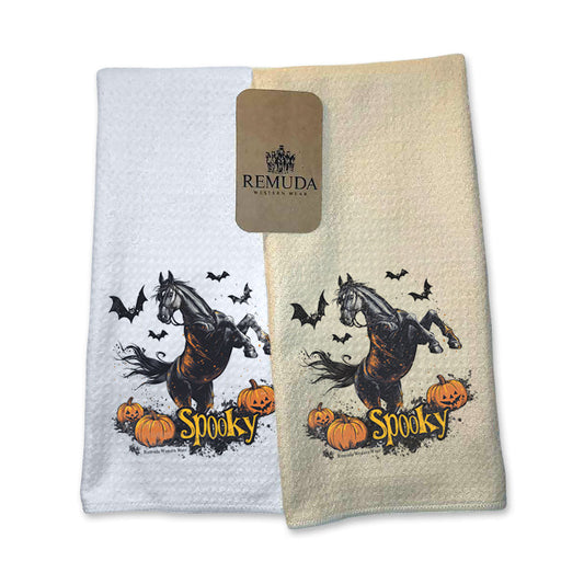 SPOOKY Western Horse Kitchen Halloween Hand Towel Set