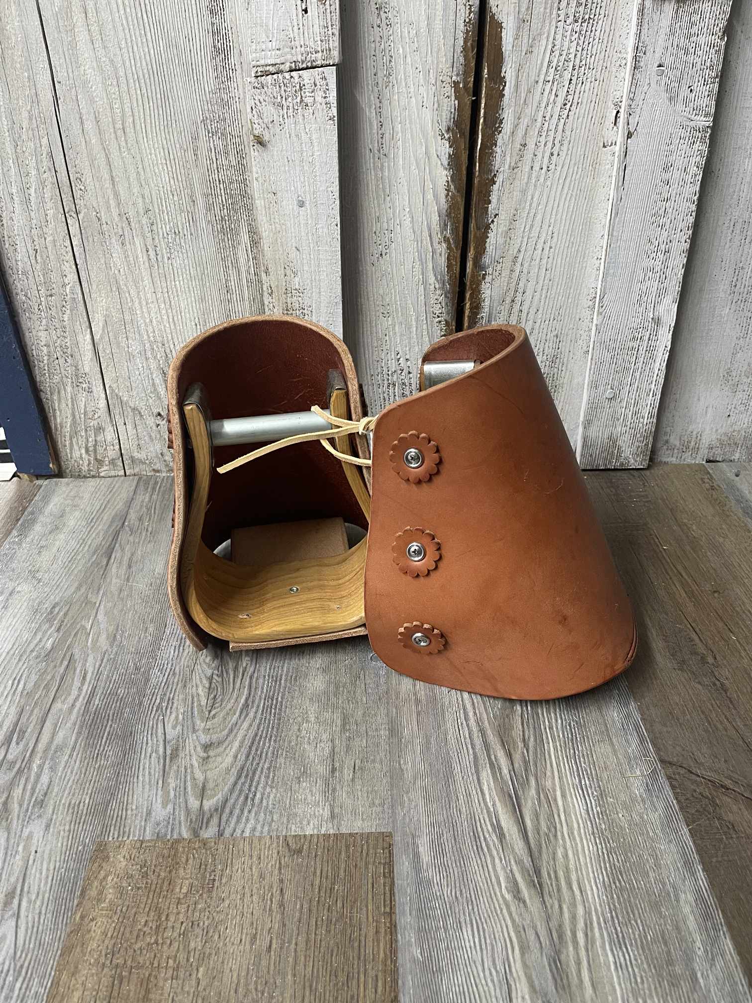 Light Brown Leather Western Covered Tapaderos Stirrups